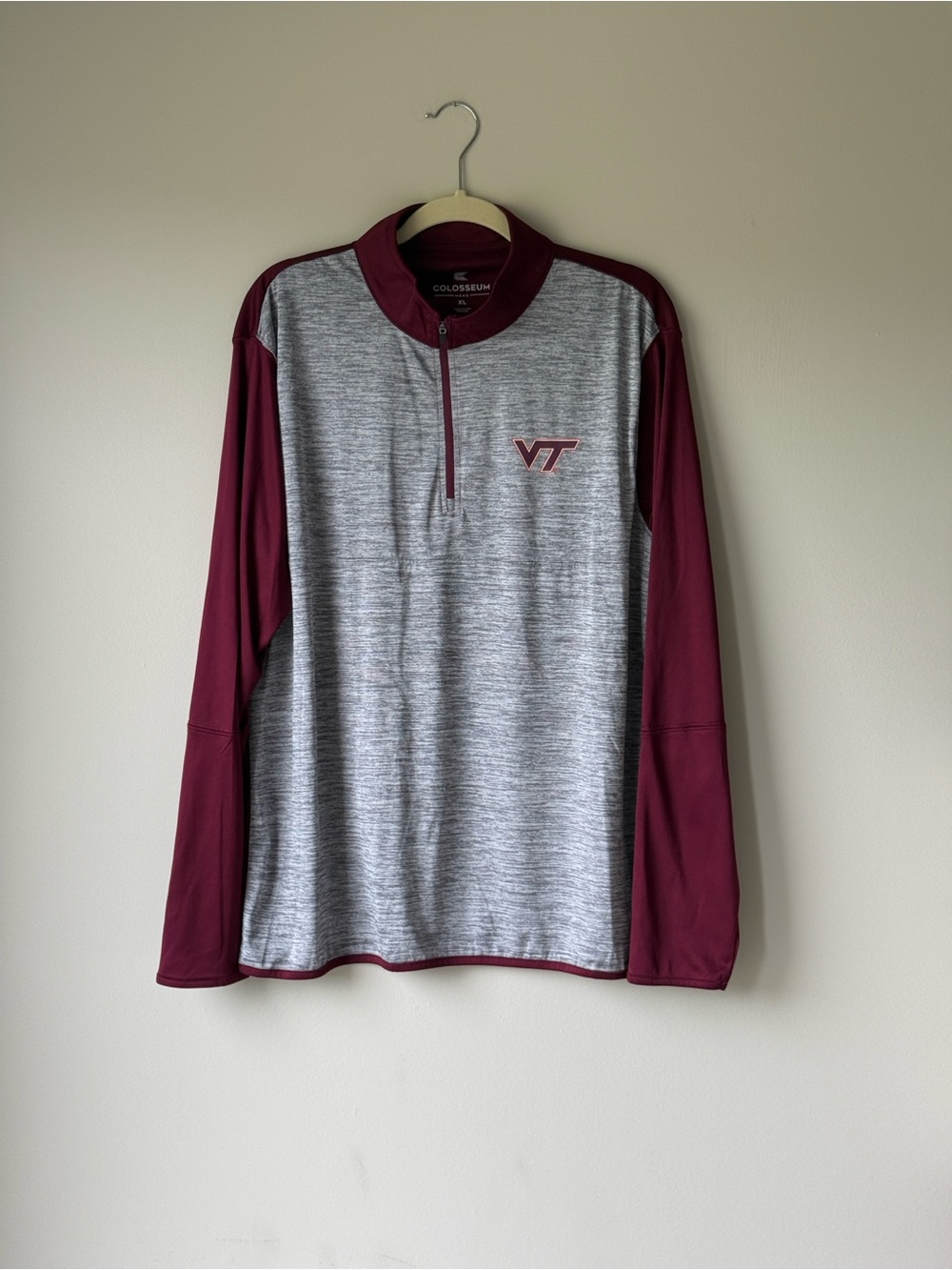 Virginia Tech Colosseum Maroon & Gray Quarter-Zip Long Sleeve Shirt